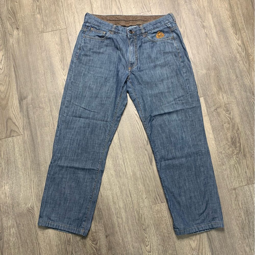 Men's Canali Jeans Size US 36 / Italy 52 Cotton Blue Denim Embroidered Logo